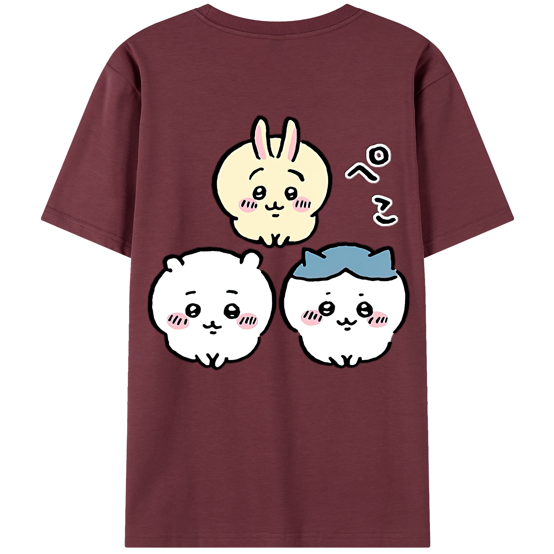 （画像用） ちいかわ うさぎ Chii-kawa usagi 綿100％半袖Tシャツ（背面プリント）